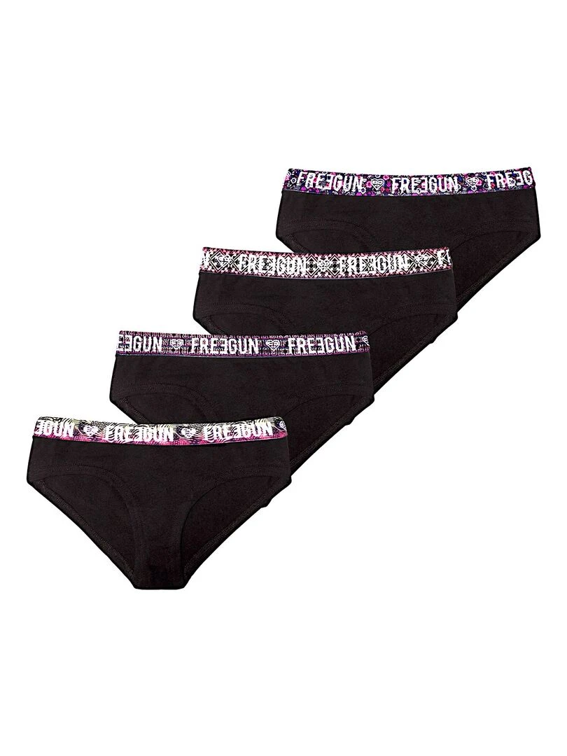 Lot de 4 Boxers coton fille Uni Freegun Noir