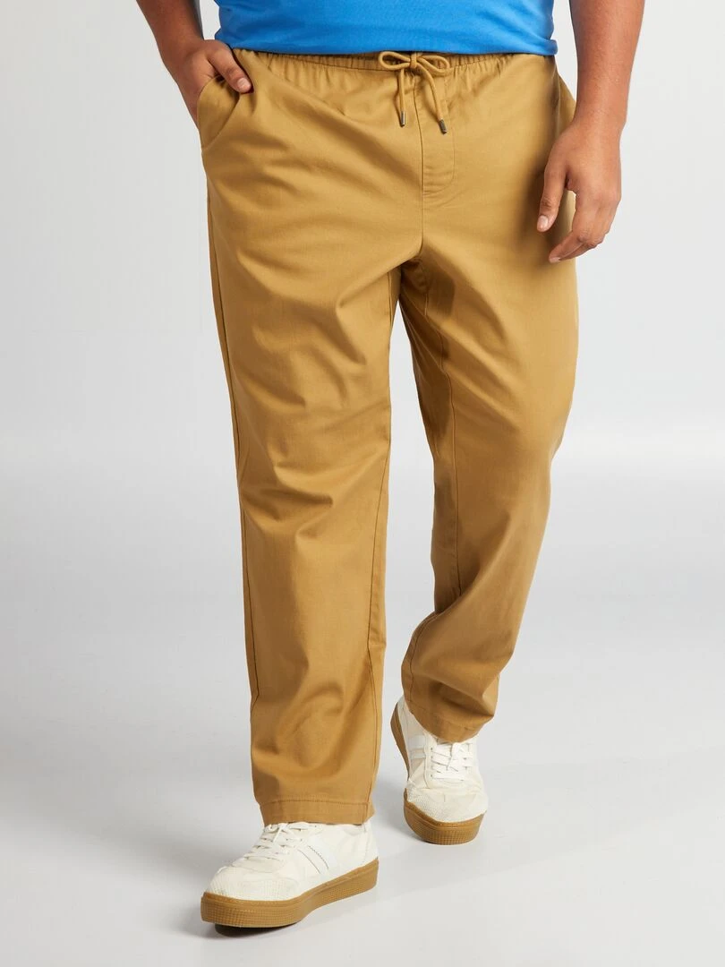 Pantalon chino à taille élastiquée Beige