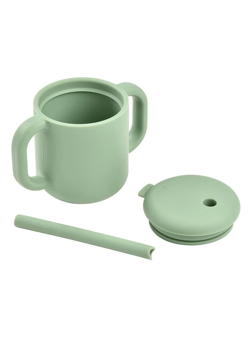 Tasse paille silicone sage green   Vert