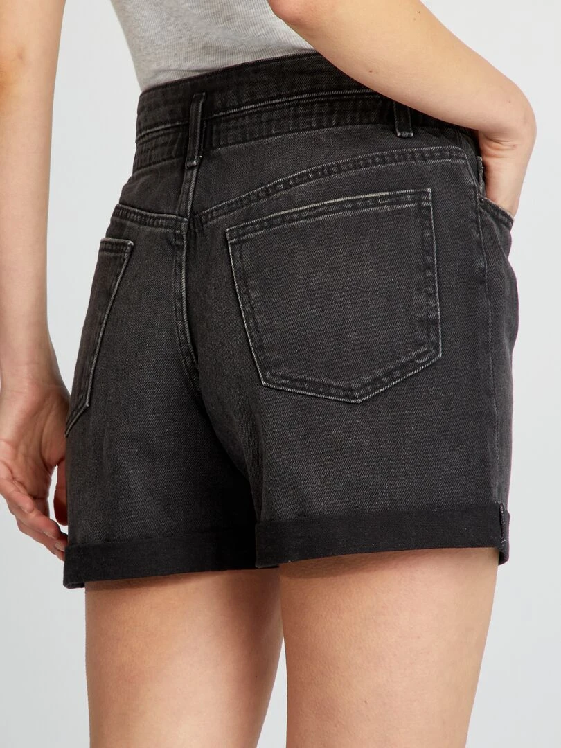Short en jean   Noir