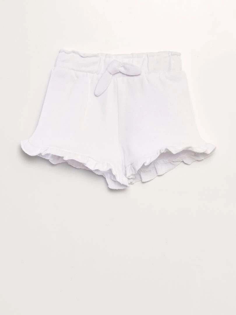 Short en molleton avec volants blanc