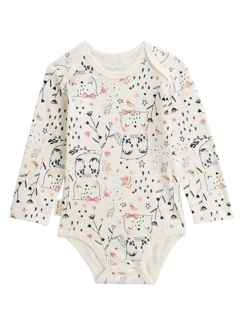 Lot de 2 bodies bébé manches longues Bisou Magique   Ecru