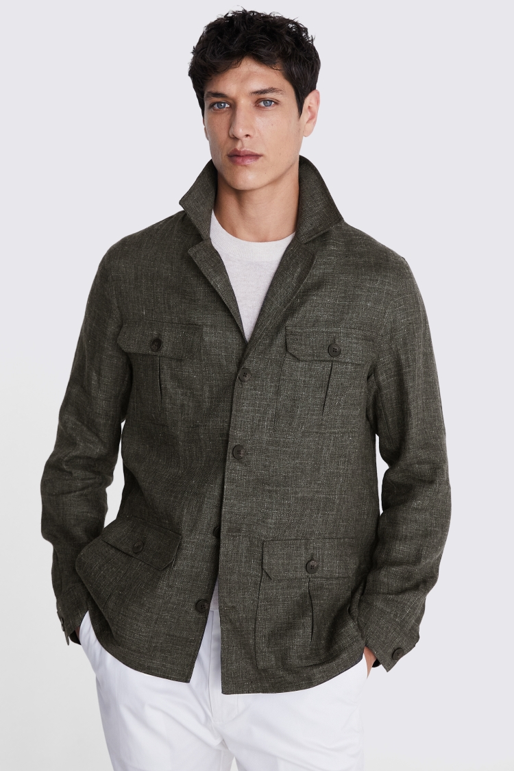 Cotton Linen Camel Stripe Shirt   Buy Online at Moss