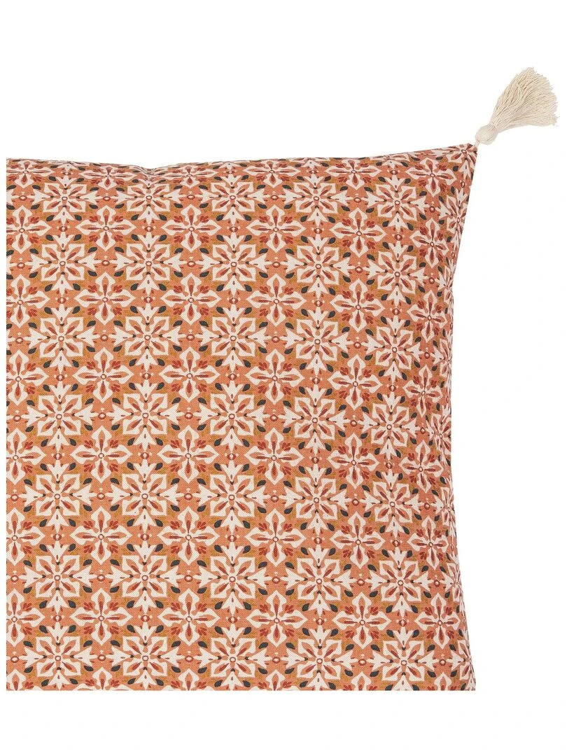 Coussin en coton avec pompons SOUK 'Deko&co' Blanc Rouge