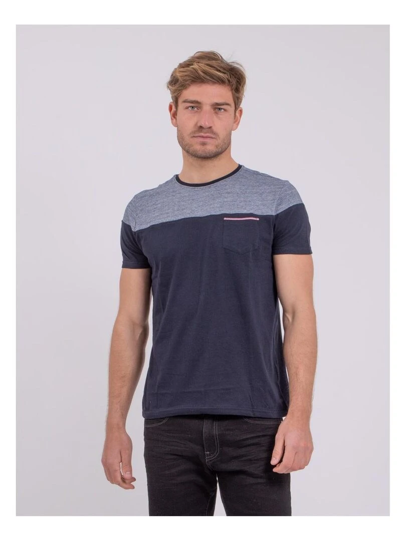 T shirt manches courtes col rond pur coton NOCOOK Bleu marine