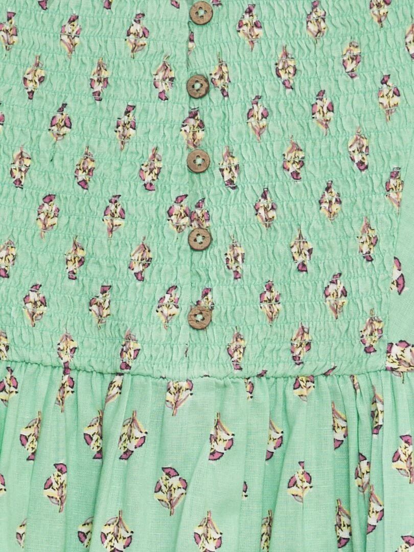 Robe imprimée en coton et lin   Vert