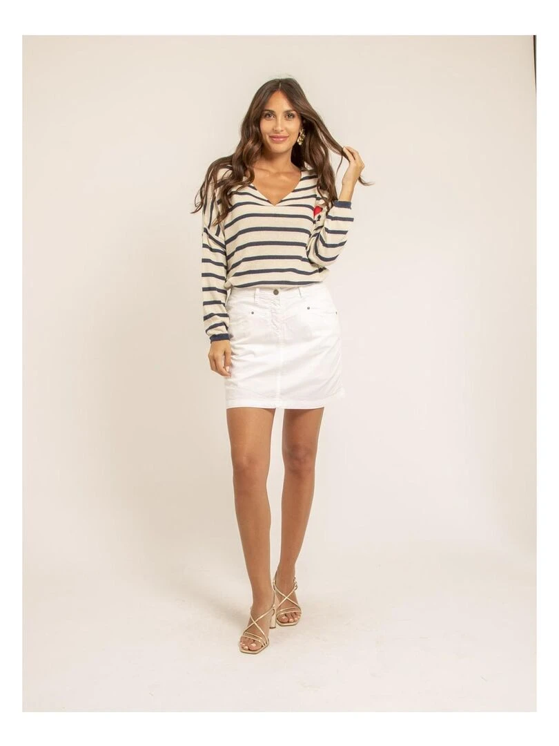 Pull fin motif cur KELA   Bleu marine