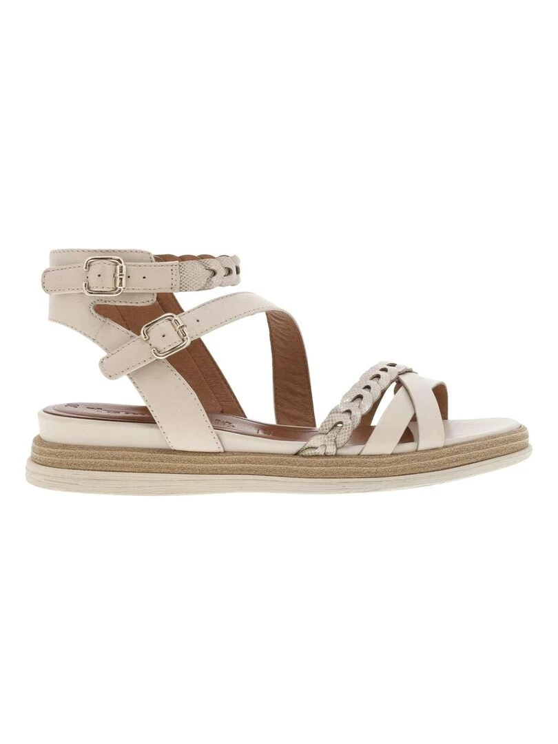 TAMARIS Nu pieds talon compensé bas Ivoire