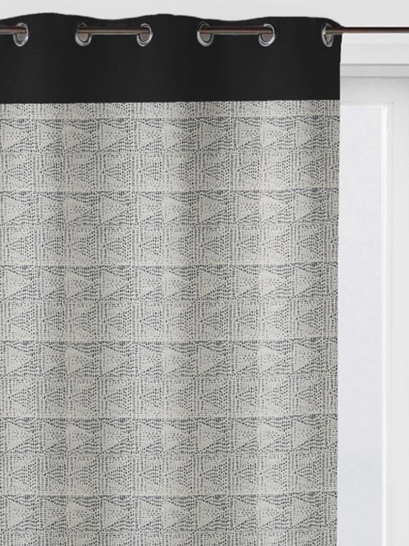 Rideau à motifs graphiques en 100% coton Noir
