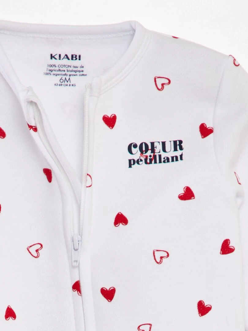 Pyjama long chaud 'Amour'   Blanc