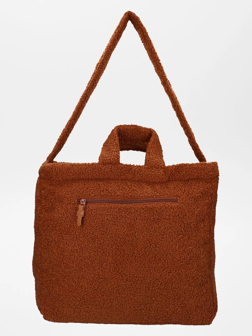 Sac à langer en sherpa + tapis à langer nomade   Bordeau