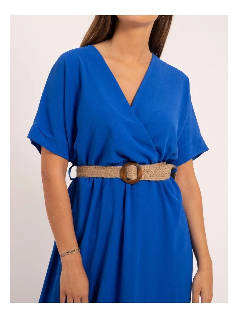 Robe longue et ceinture ICALEST   Bleu roi