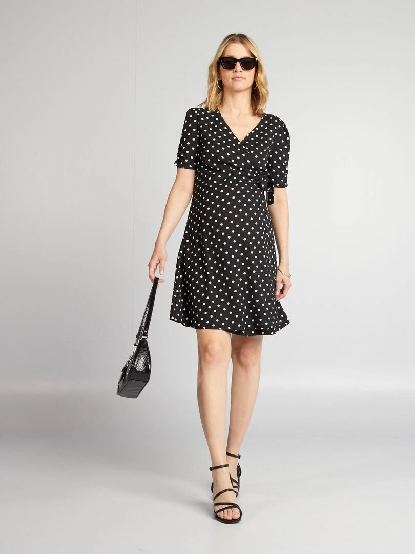 Robe courte grossesse   Noir à pois