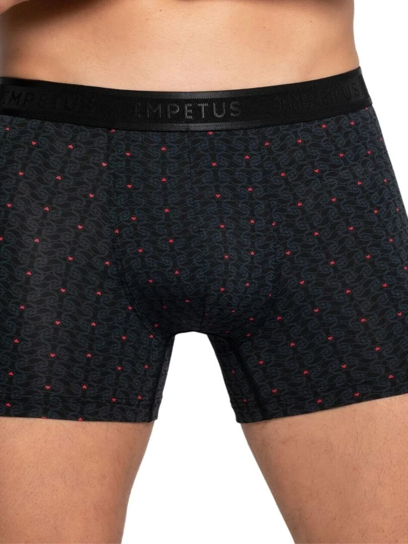 Boxer en lyocell à imprimé de petits coeurs Santiago Noir
