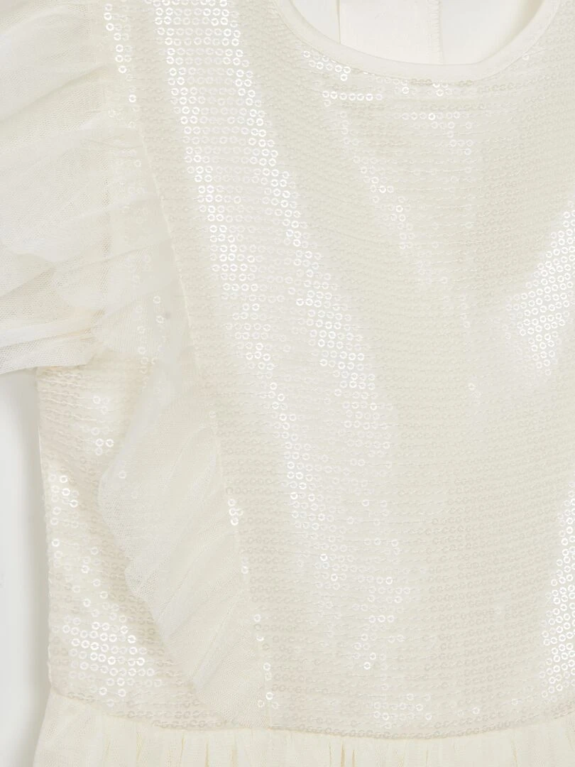 Robe de cérémonie mi longue à sequins blanc