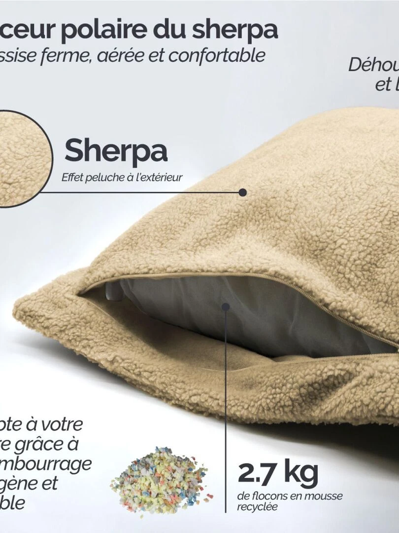 Pouf  fauteuil d'intérieur déhoussable   Sherpa   Vivezen   Beige