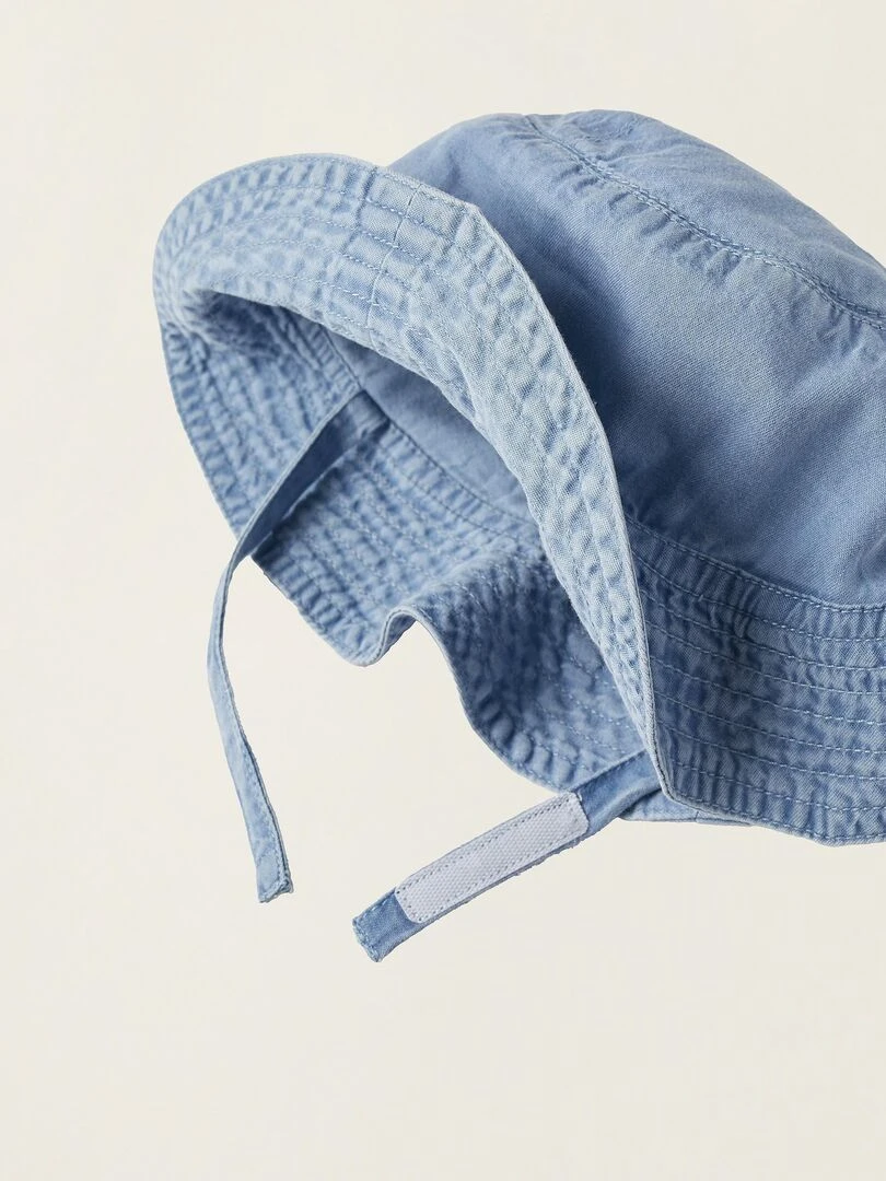 Salopette + Chapeau en Denim pour Nouveau Né  ATLANTIC COMPANY   Bleu clair