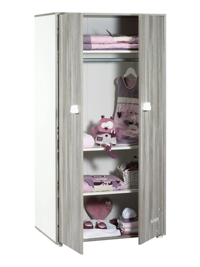 Armoire 2 portes 168x85x57cm en bois BABYPRICE Gris