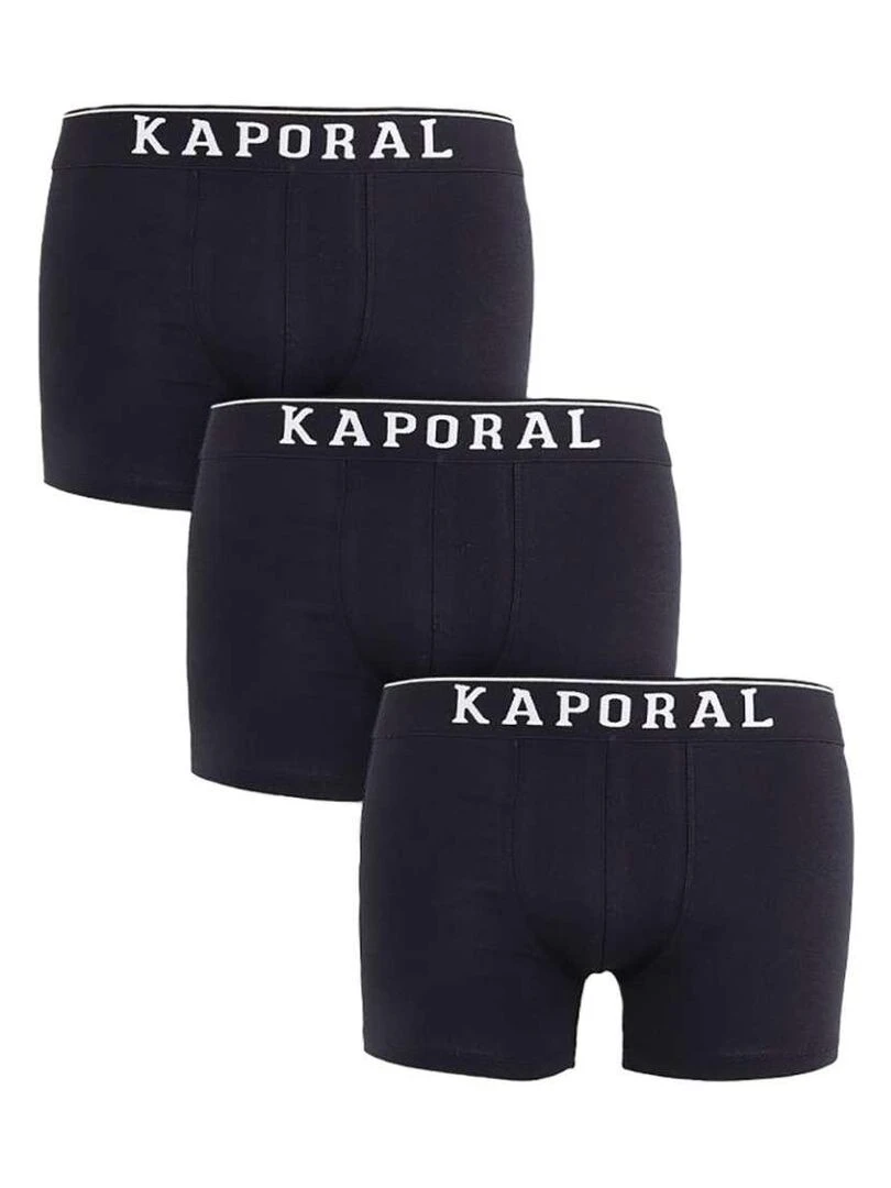 KAPORAL Lot de 3 Boxers coton unis Noir