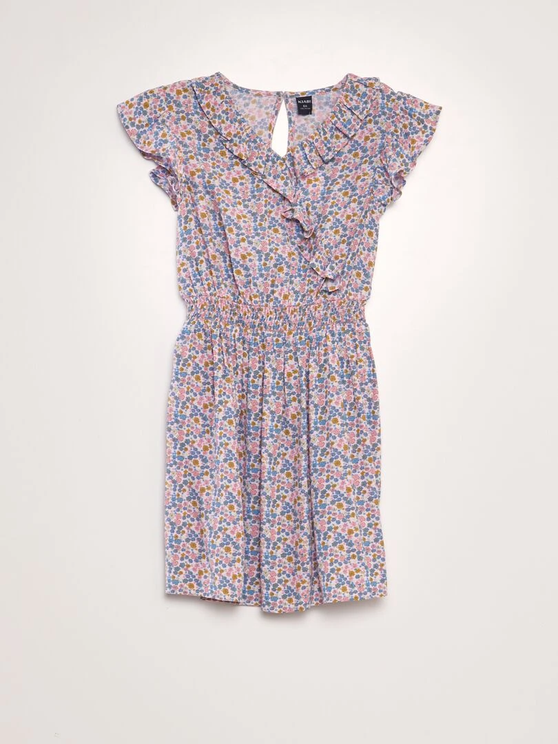 Robe à volants imprimée Rose