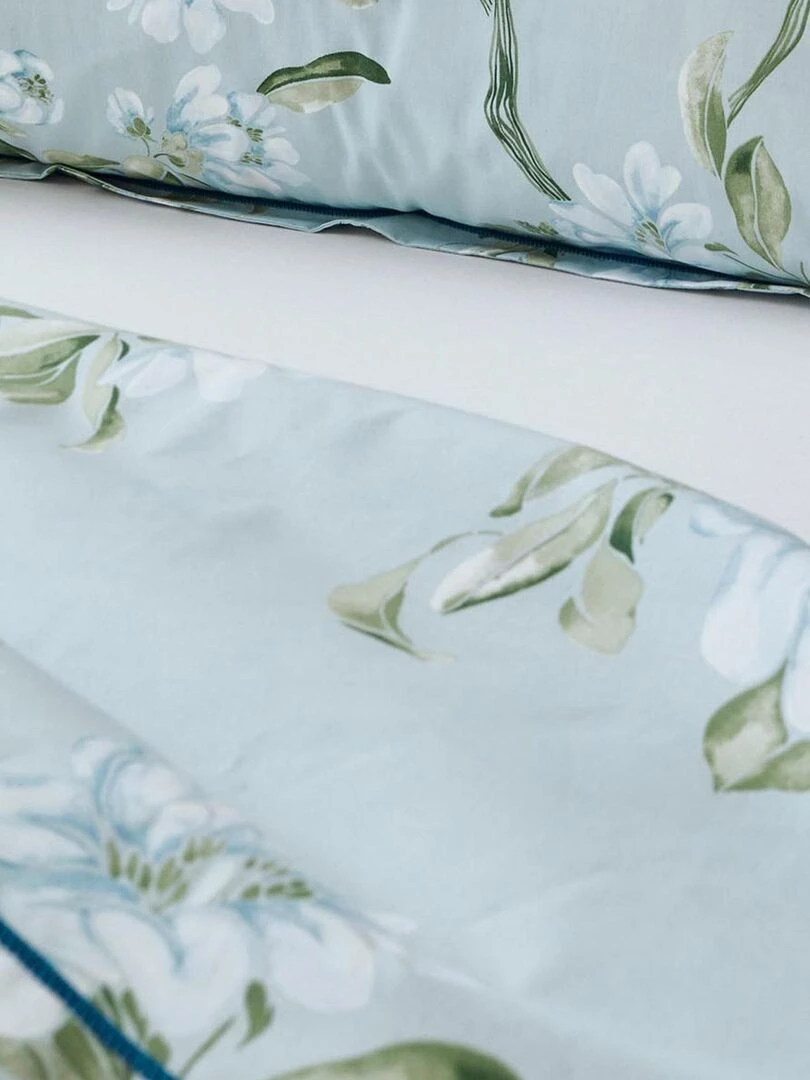 Drap plat en percale de coton au style anglais Bleu céladon