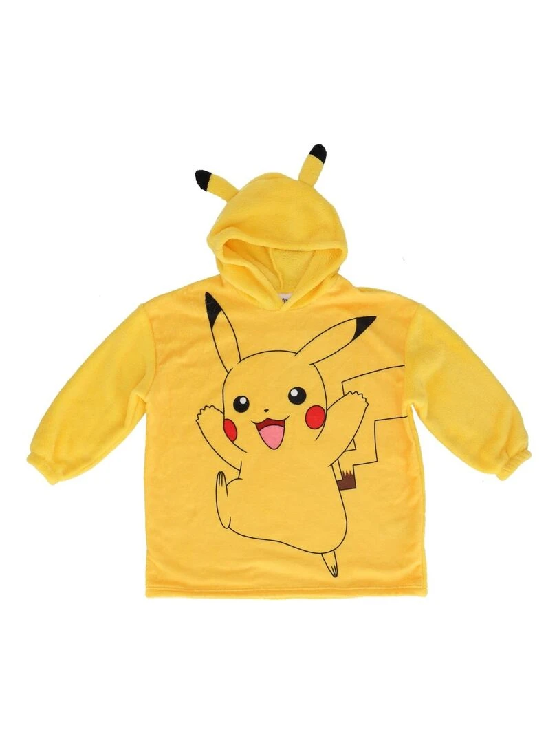Pull plaid à capuche molletonné Pikachu Pokémon 100% Polyester Jaune