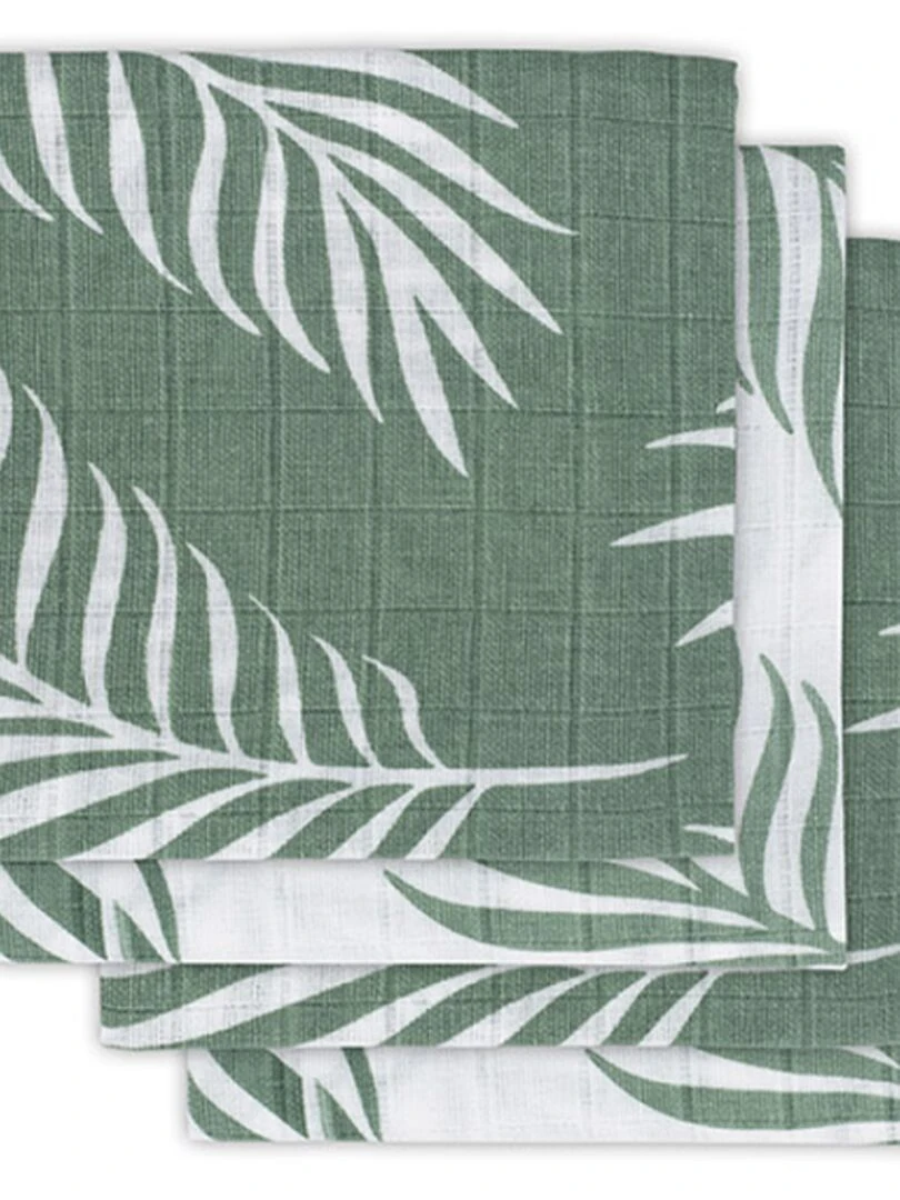 Lot de 4 langes Nature vert cendre (70 x 70 cm) Vert foncé