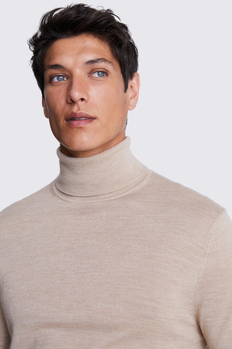 Camel Merino Roll-Neck Jumper Buy Online at Moss