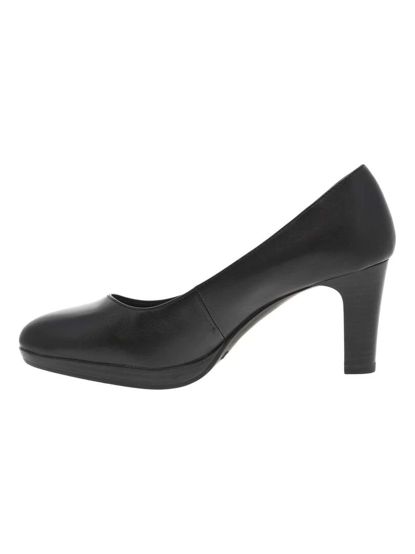 TAMARIS   Escarpins cuir talon entonnoir   Noir