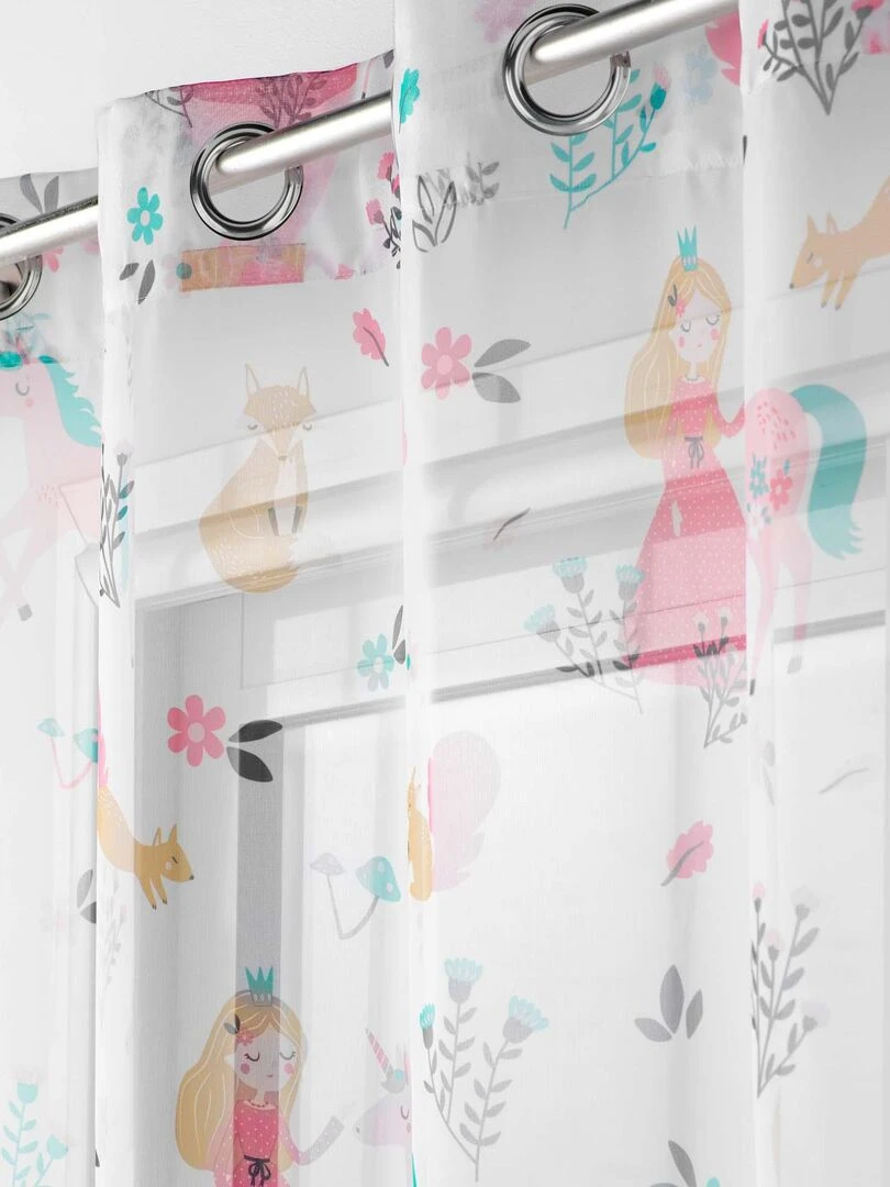 Rideau voile Princesse et licorne 140 x 240 cm   Blanc