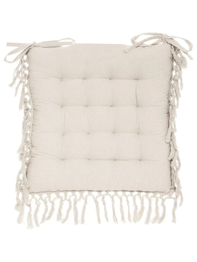 Galette de chaise en macramé Beige coquille
