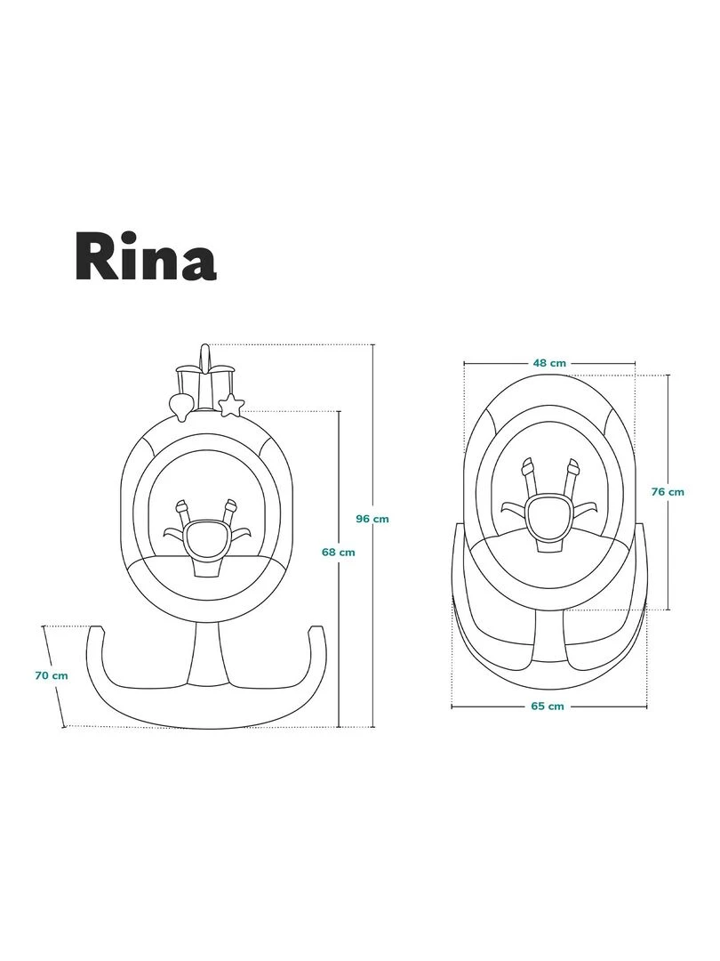 LIONELO Rina   Balancelle et transat automatique   2en1   Siège pivotant 360°   12 mélodies   Gris