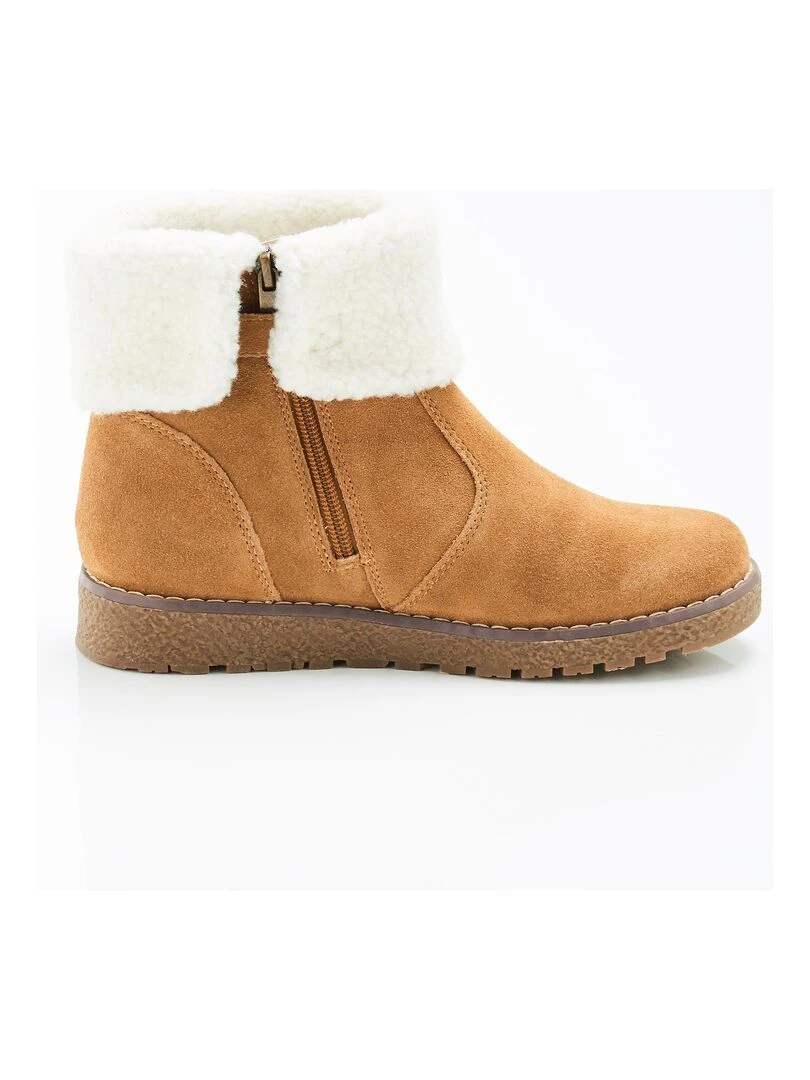 Boots fourrées  à porter col relevé ou retourné Thermolactyl   Damart   Marron