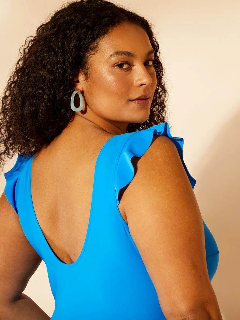 Maillot de bain à volants 1 pièce Bleu