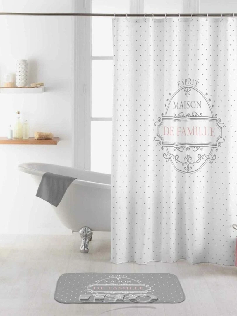 Rideau de douche 180x200 Maison de Famille Blanc