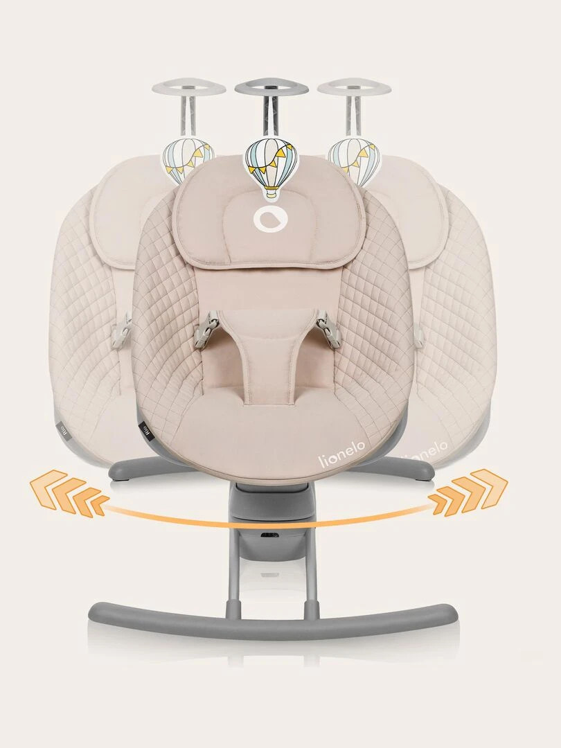 LIONELO Rio   Transat et Balancelle Électrique Bébé   Ttélécommande   3 vitesses de balancement   Beige