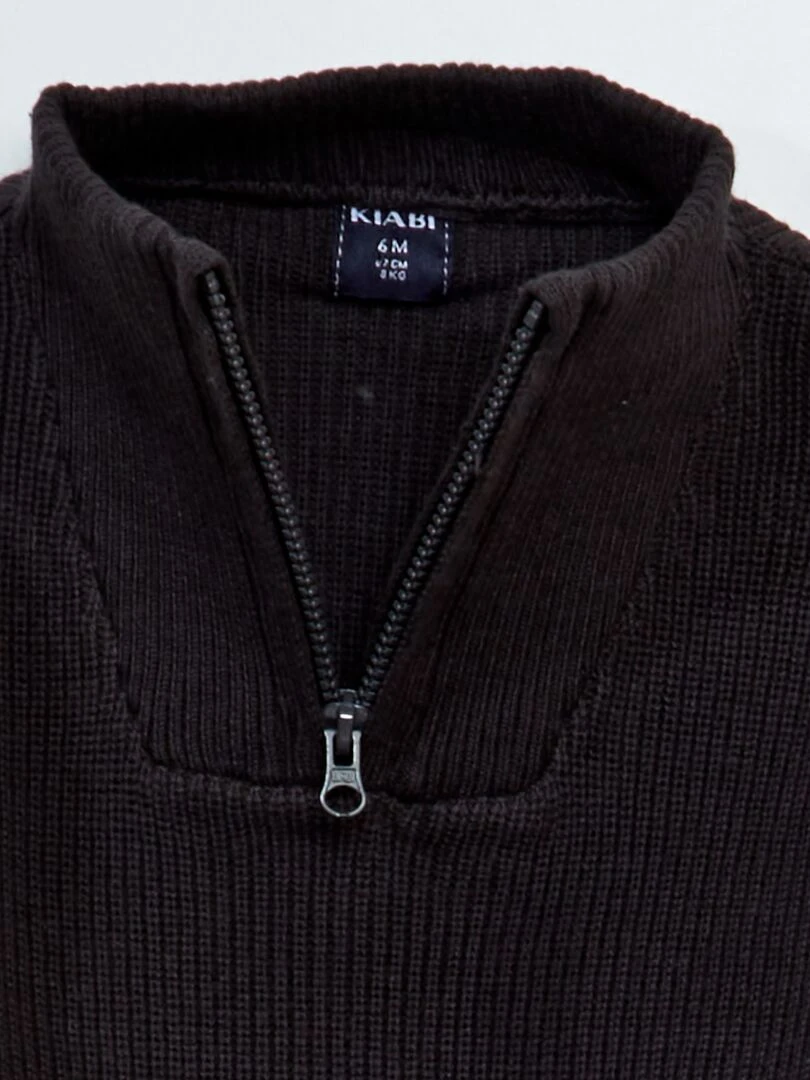 Pull en maille perlée col montant Noir