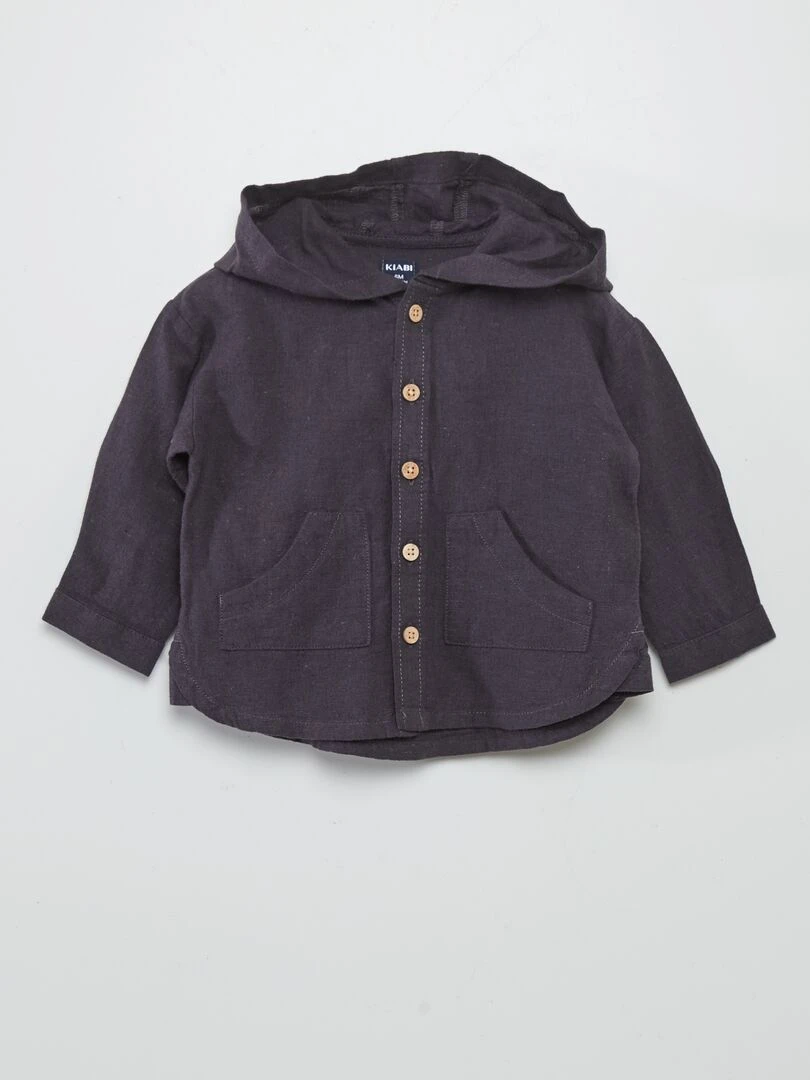 Chemise à capuche en lin mélangé Gris foncé