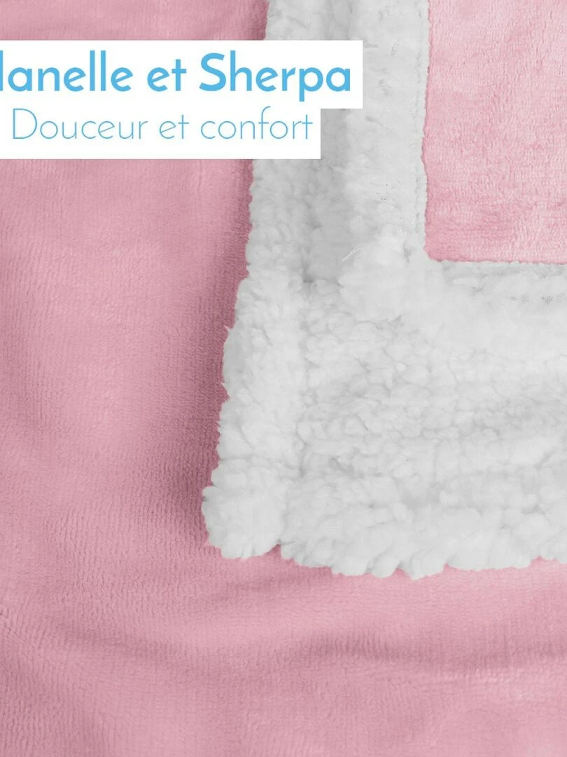Couverture plaid polaire pour bébé en flanelle et sherpa ultra doux Monsieur Bébé Rose