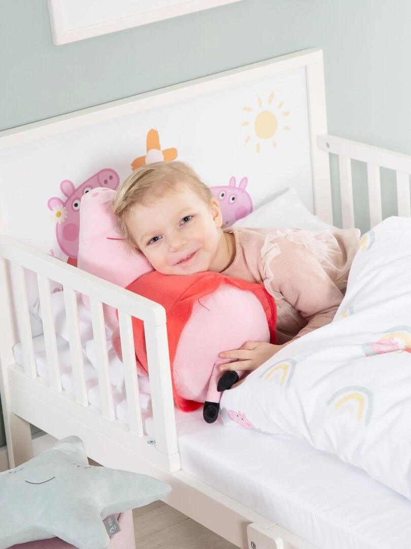 ROBA Parure de Lit Bébé 'Peppa Pig' 100 x 135 cm 2 Pièces Motif Arc en Ciel Rose Gris Blanc Rose Gris