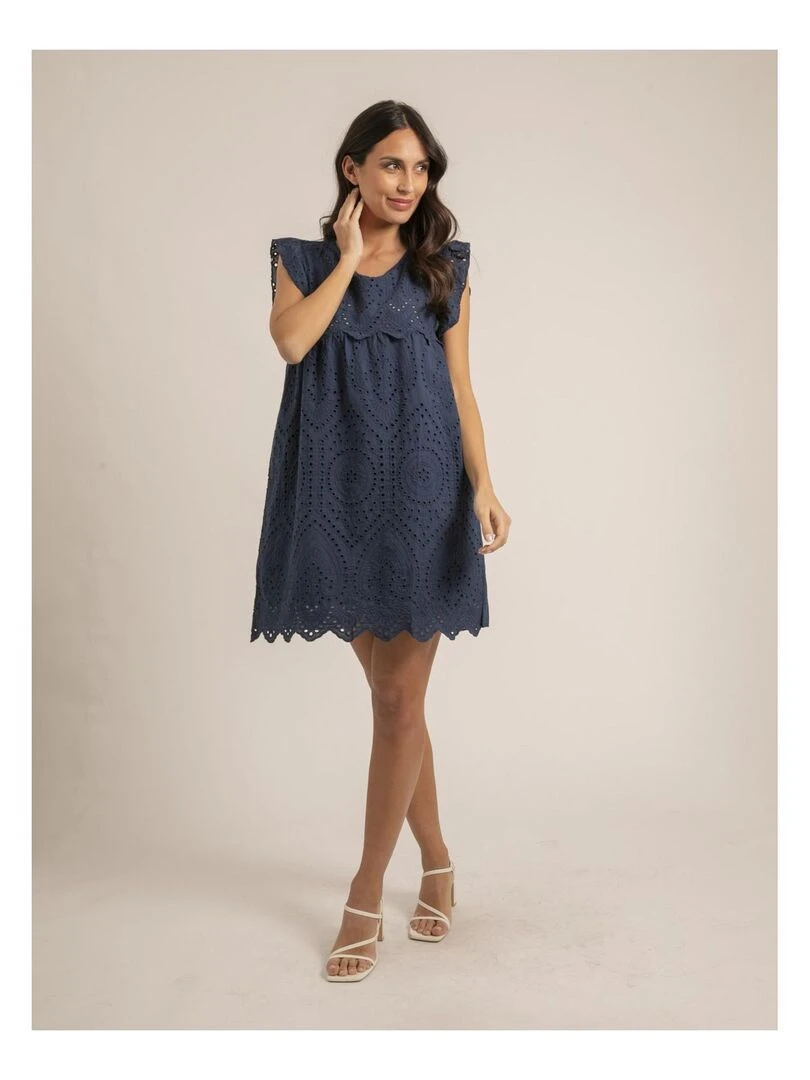 Robe courte broderies anglaises INGLES   Bleu