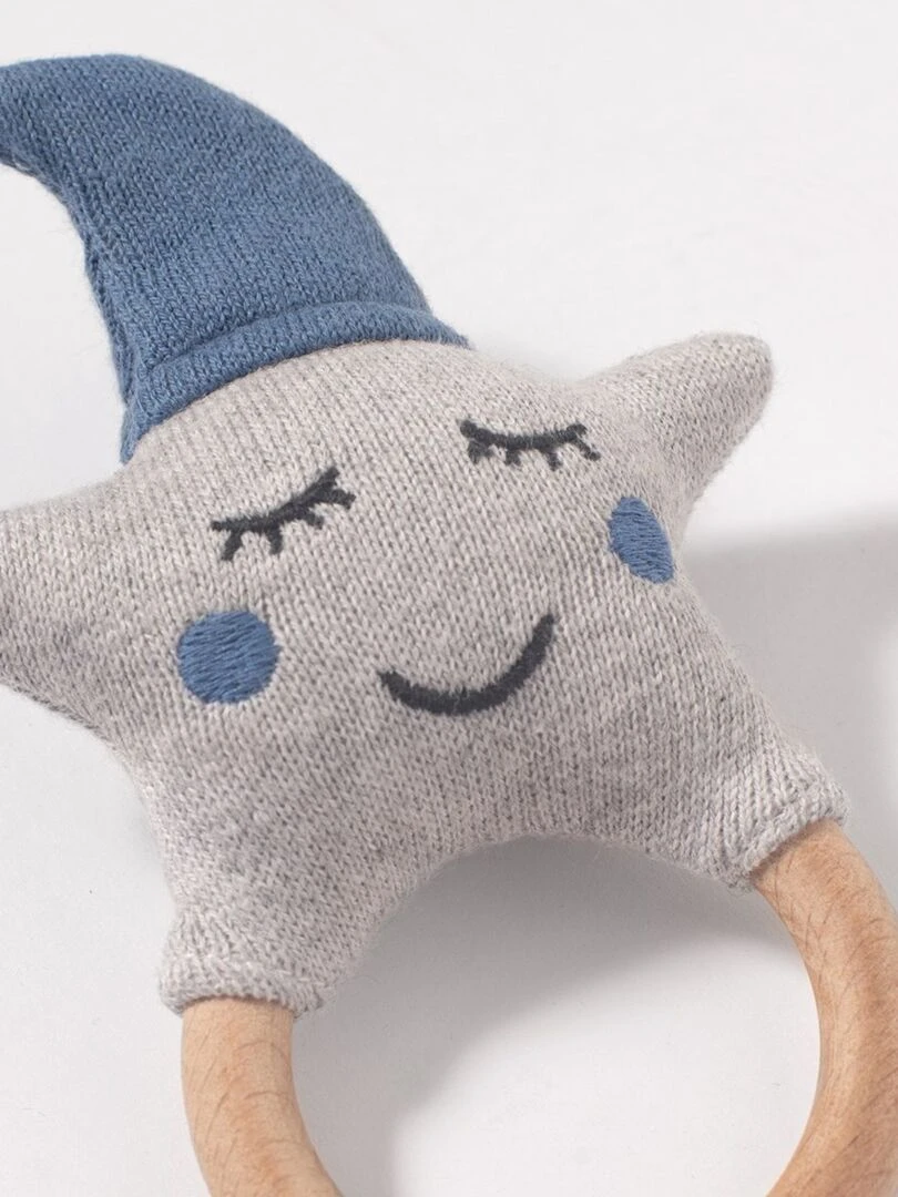 Hochet pour bébé en coton tricoté étoile   Bleu