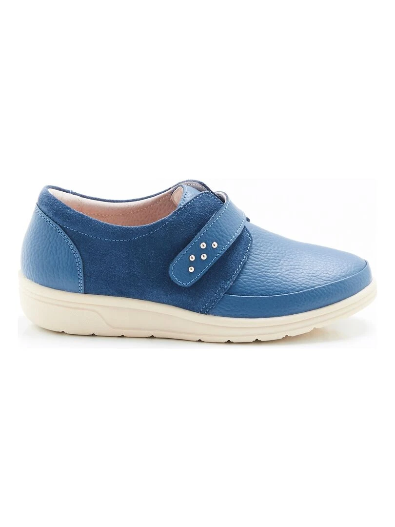 Derbies bi matières à scratch   Damart   Bleu gris