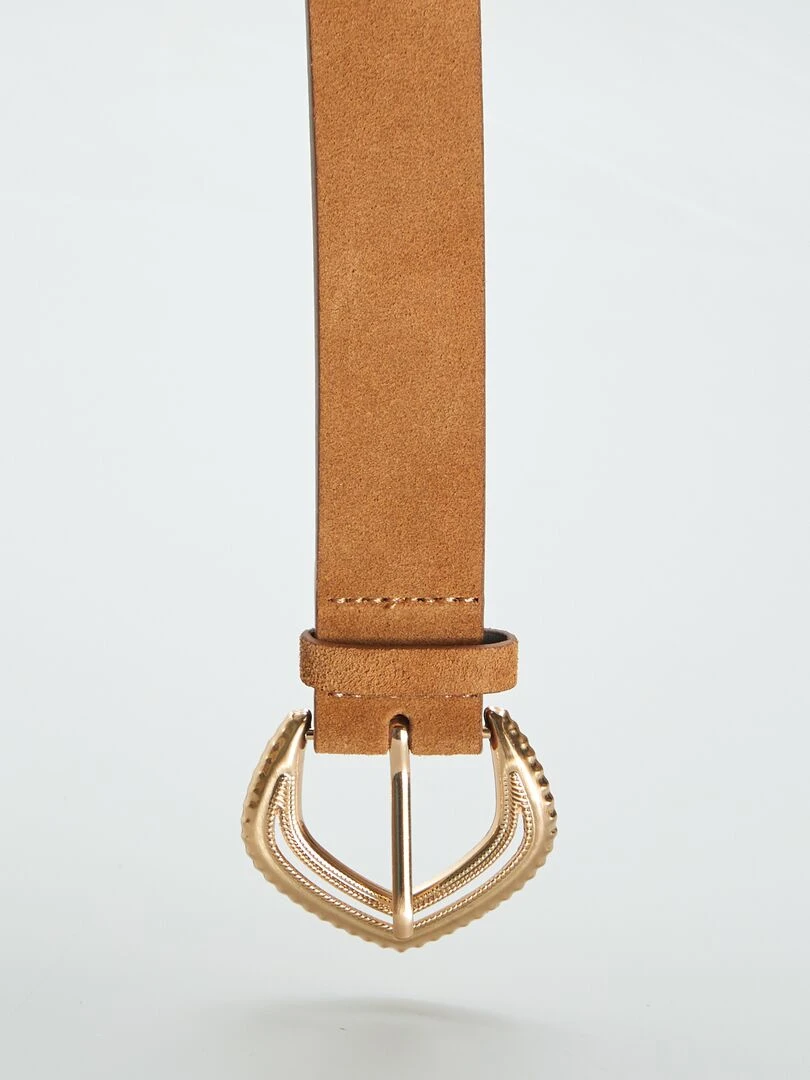 Ceinture en cuir avec boucle fantaisie Camel