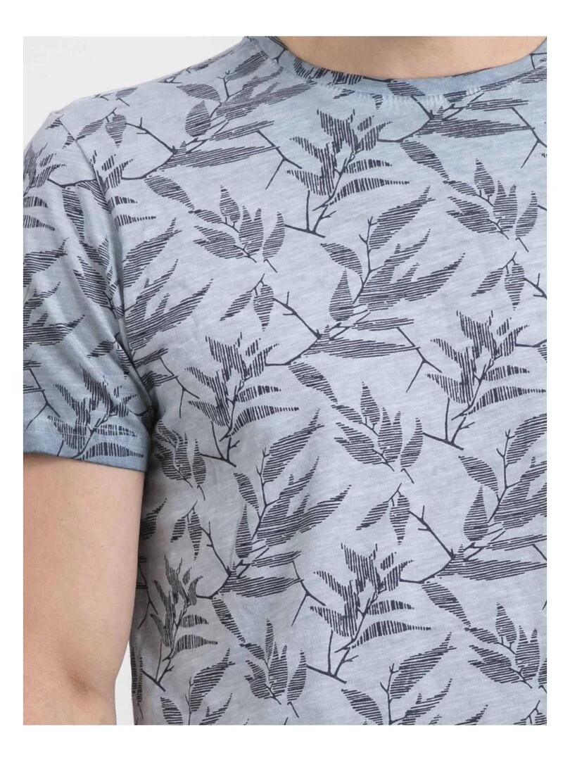 T shirt col rond pur coton NAOKI   Bleu