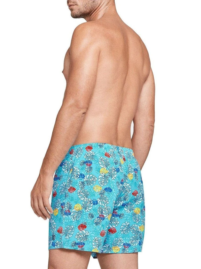 Maillot de bain short imprimé tropical Itajai   Bleu