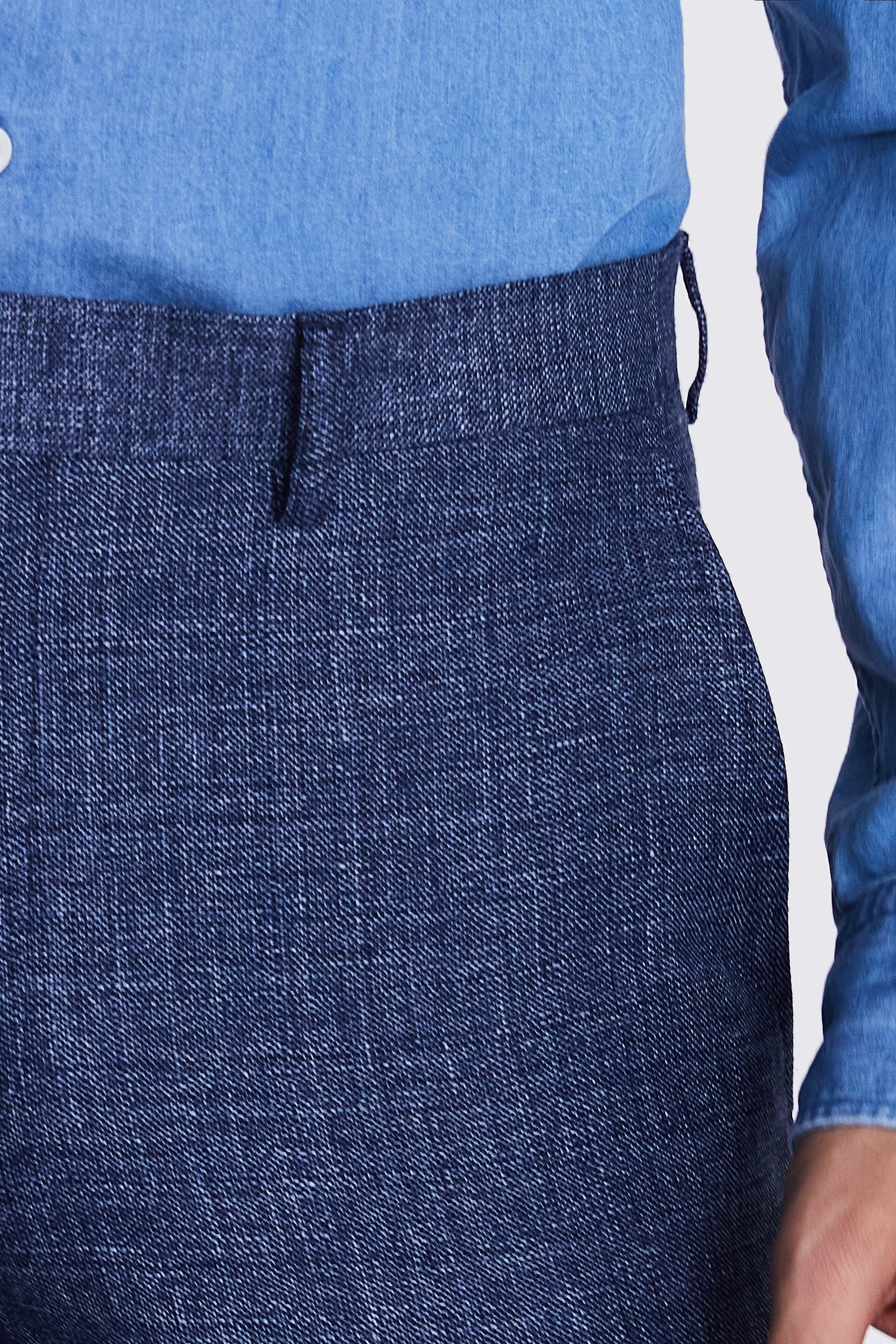 Italian Slim Fit Blue Texture Trousers   Buy Online at Moss