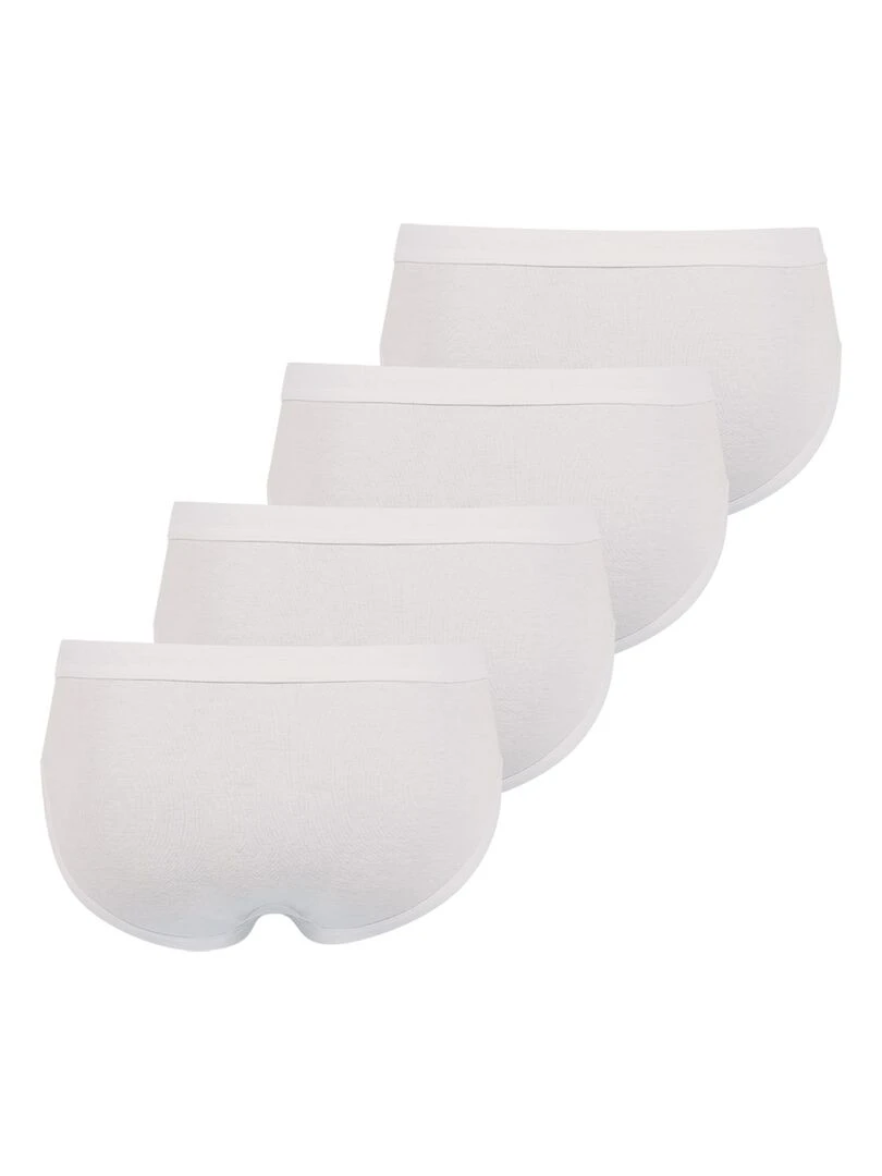 Lot de 4 slips taille haute ouverts Coton Bio Blanc