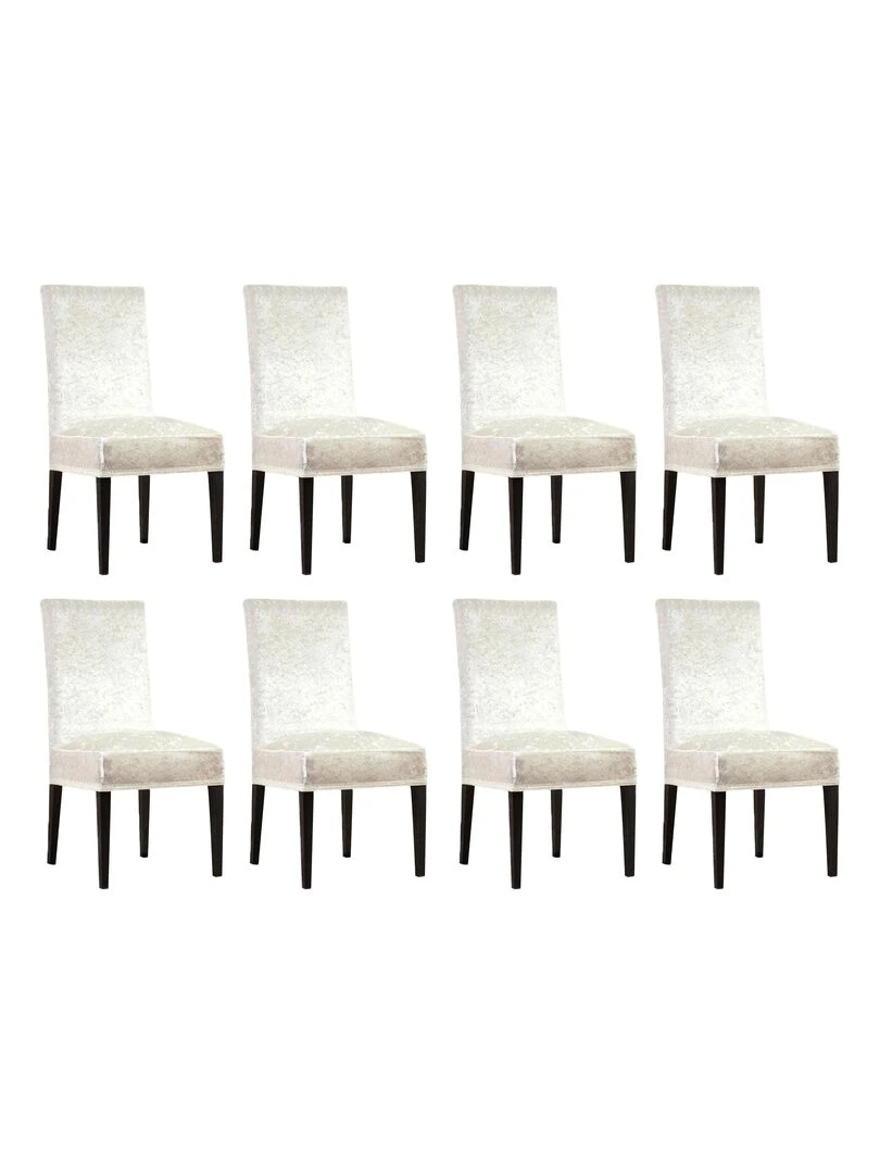 Lot de 8 Housses de chaise velours Ecru Ecru
