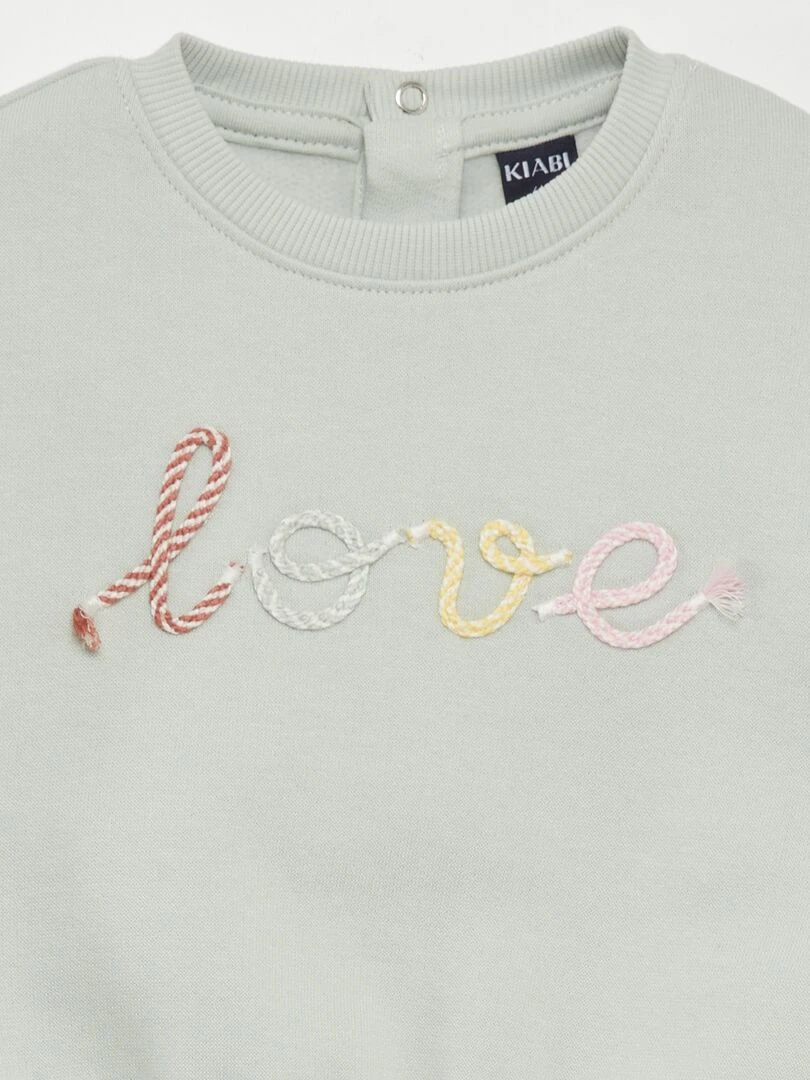 Sweat love en molleton Vert